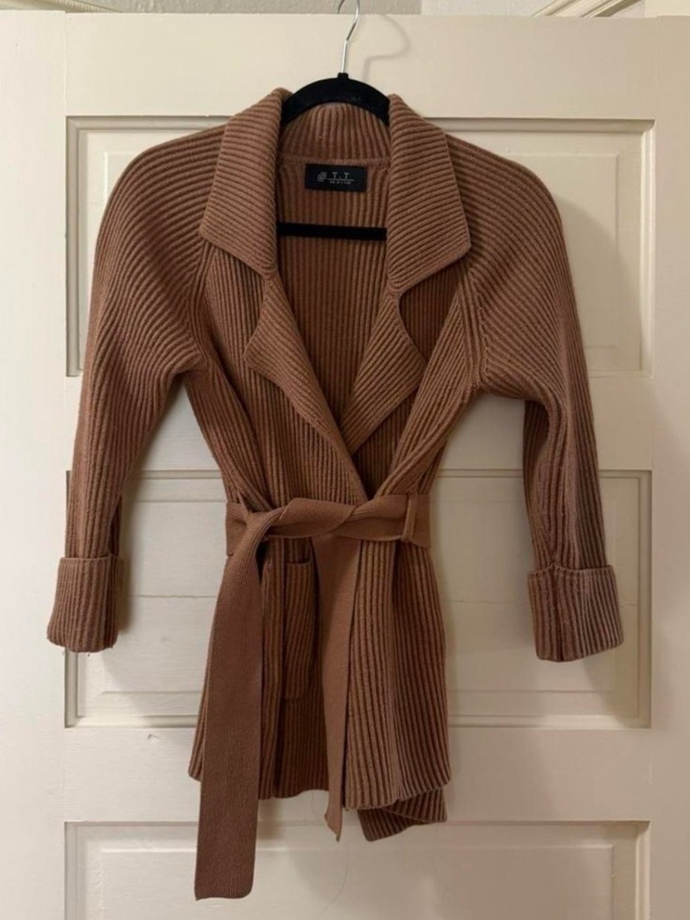 Ribbed Knit Belted Cardigan